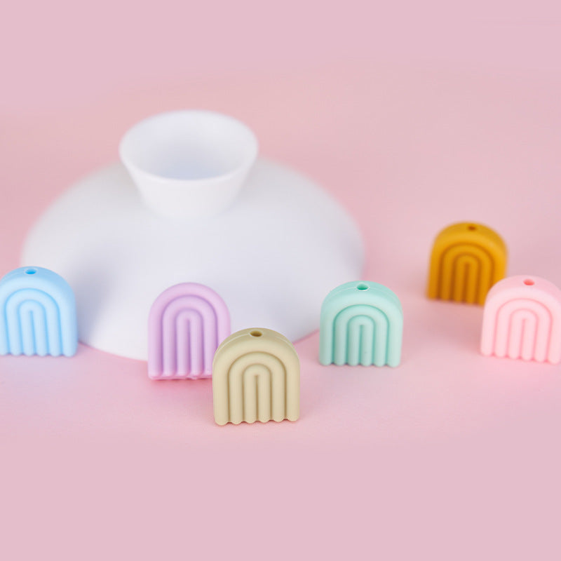 Wholesale 20PCS Solid Color Arch Rainbow Silicone Beads